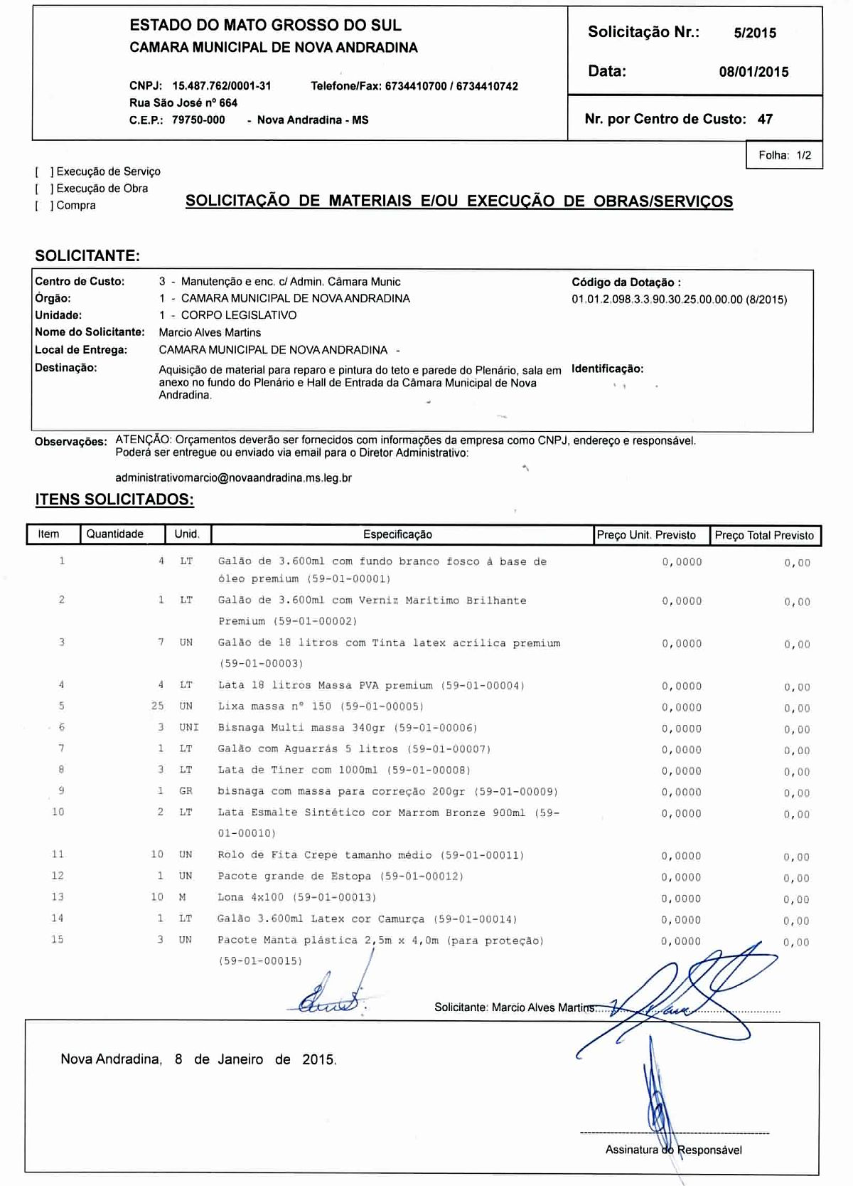 Solicitação 05-2015 - Material de pintura 1-2