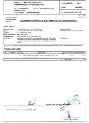 Solicitação 06-2015 - Serviço de jardinagem