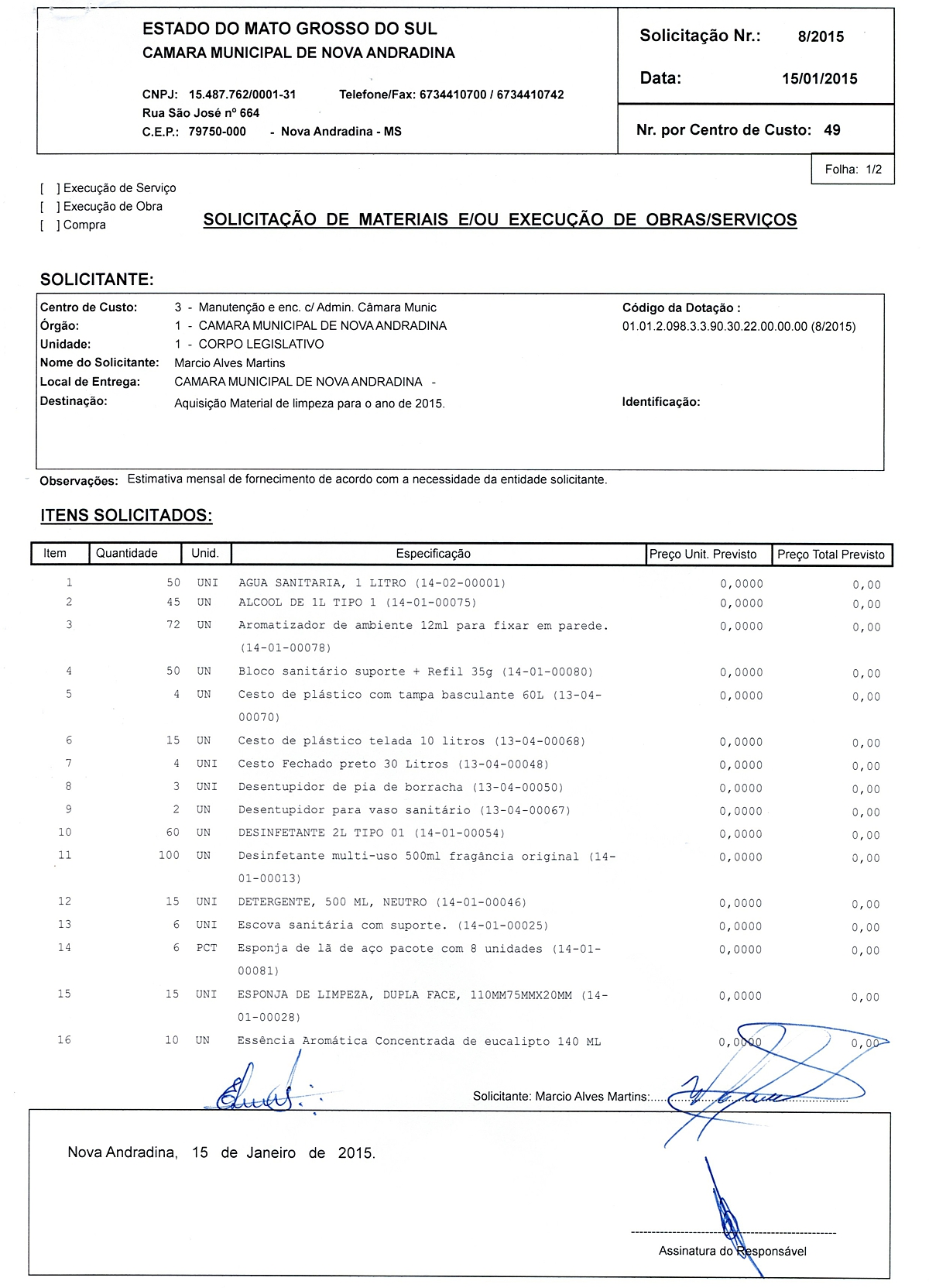 Solicitação 08-2015 Material de limpeza 1-2