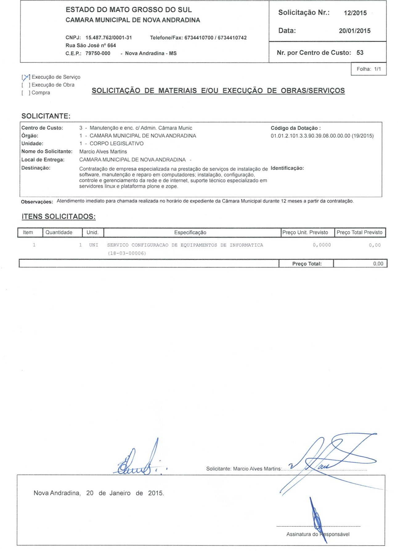 Solicitacao 12-2015 - Manutenção de computadores