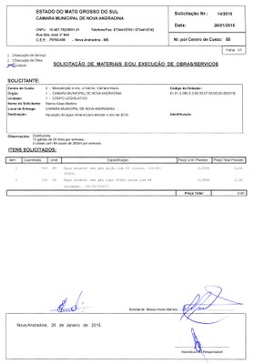 Solicitação 14-2015 - Água mineral