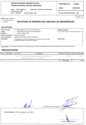 Solicitação 15-2015 - Manutenção do sistema de telefonia
