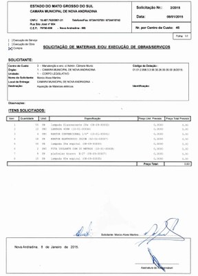 Solicitação 02-2015 - Materiais elétricos