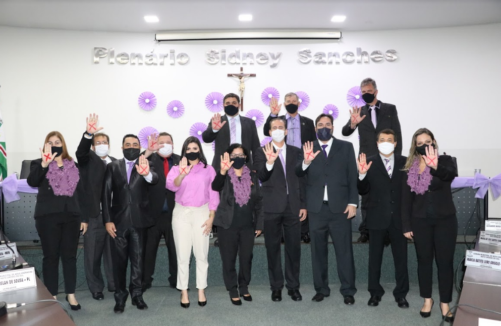 Agosto Lilás: Câmara de Nova Andradina reforça campanha “Sinal Vermelho” 