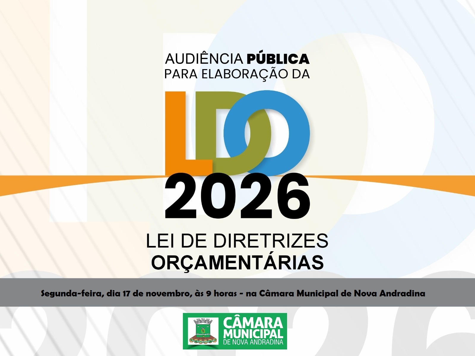 Audiência pública para debater a LDO 2026 acontece nesta segunda (17)