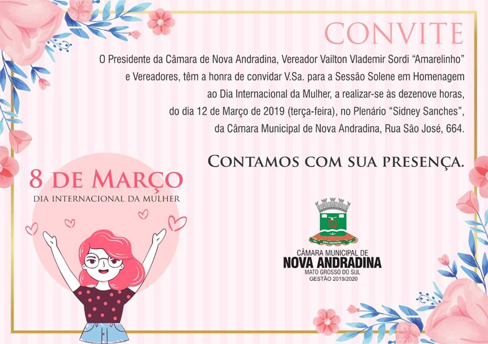 Câmara de Nova Andradina realizará sessão comemorativa ao Dia da Mulher 