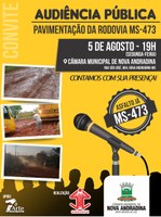 Entidades convidam para audiência sobre pavimentação da MS-473, em Nova Andradina 