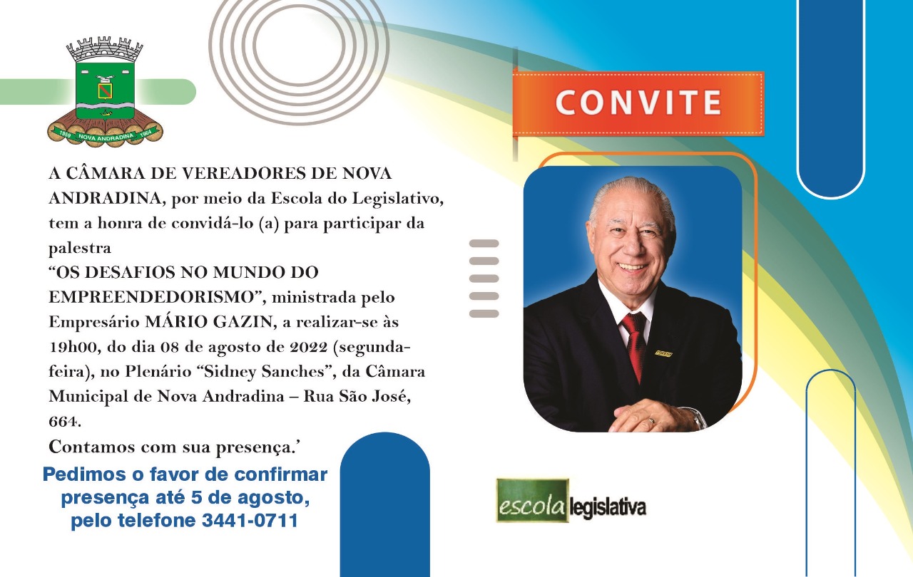 Escola do Legislativo de Nova Andradina promove palestra com Mário Gazin 